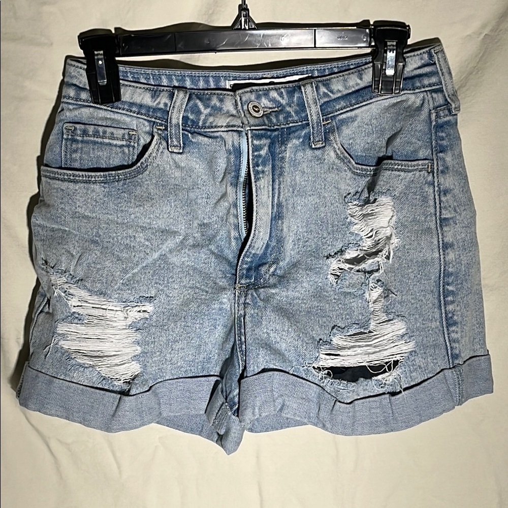 Hollister Blue Jean Shorts High-Waisted Distressed